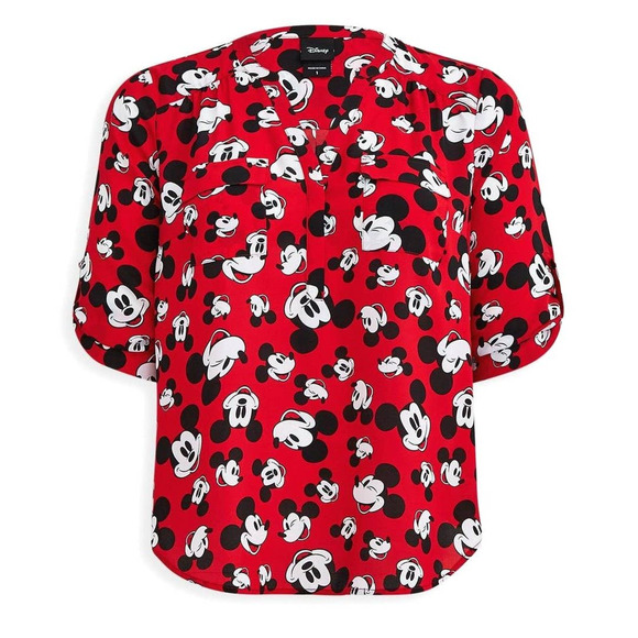 Torrid 2 (2X 18/20) Disney Red Mickey Mouse Georgette Harper Pullover Blouse - Picture 5 of 5
